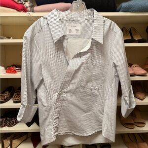 NWOT Cissa Women's Black and White Polka Dot Asymmetrical Shirt